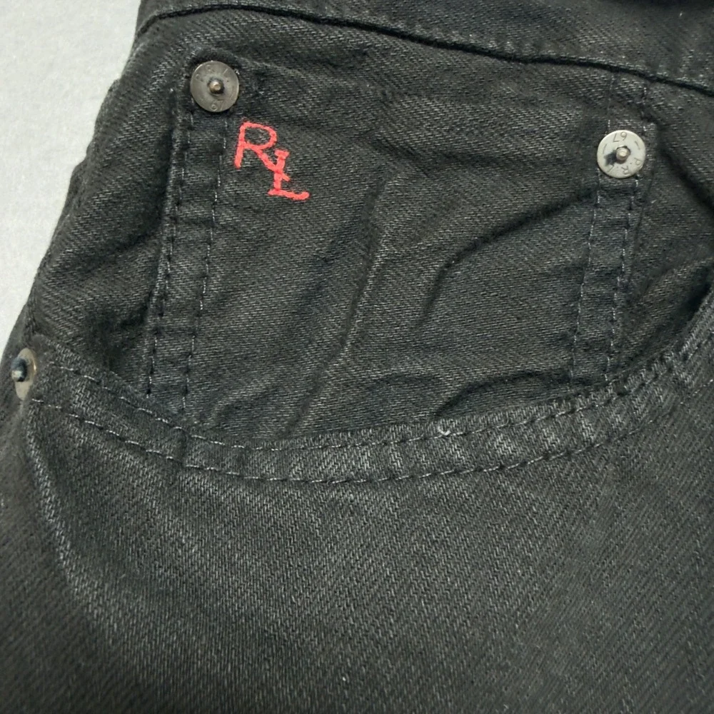 Polo Ralph Lauren Hampton Straight Black Denim Jeans‎ Mens 35x30 Cotton RL Logo